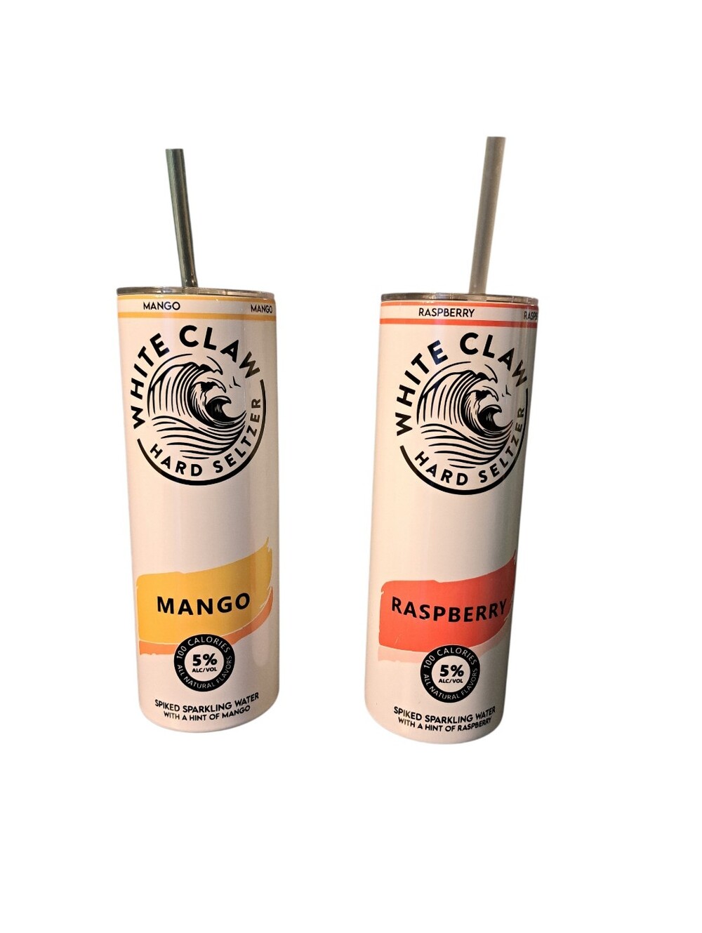 (2) White Claw Stainless Steel Tumblers Raspberry Mango 20 Oz
